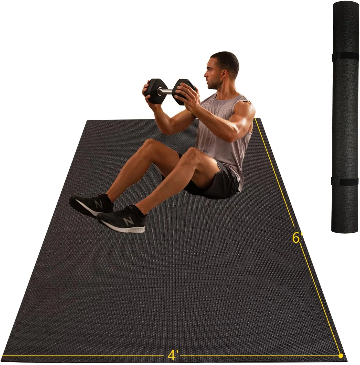 Extra Thick Large Gsmmatwin Exercise Mat 9'x6'/7'x5'/6'x4' (8mm) For Home Gym, Non-Slip Pro Workout Mat, Ideal for Yoga, Plyo, Weights, MMA, Jump Rope, Cardio, Fitness, Shoe Friendly