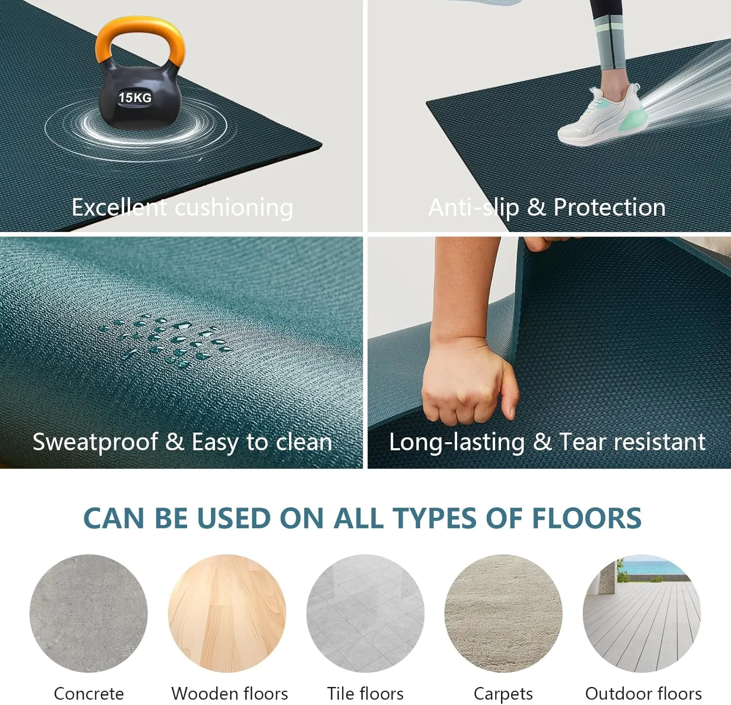Extra Thick Large Gsmmatwin Exercise Mat 9'x6'/7'x5'/6'x4' (8mm) For Home Gym, Non-Slip Pro Workout Mat, Ideal for Yoga, Plyo, Weights, MMA, Jump Rope, Cardio, Fitness, Shoe Friendly