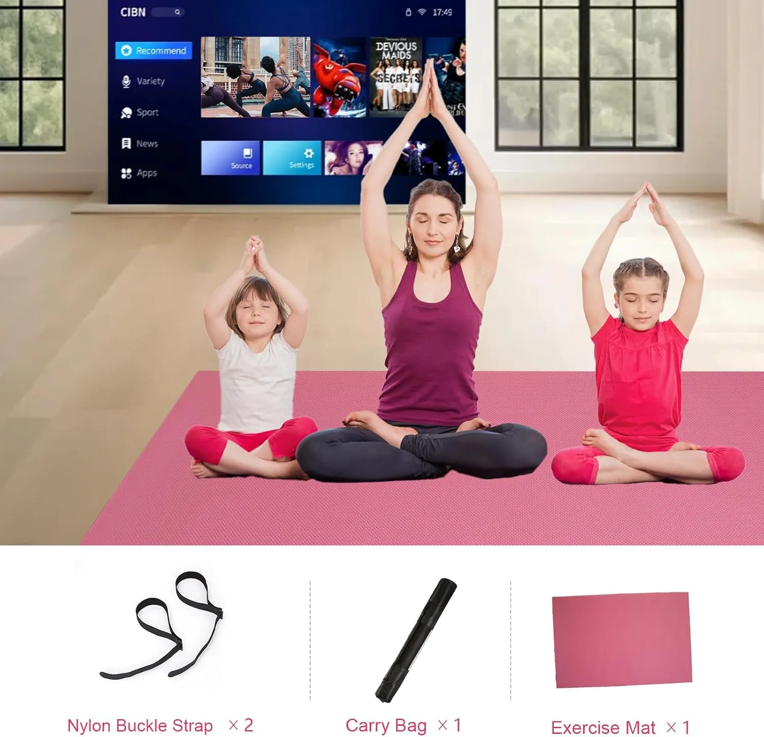 Extra Thick Large Gsmmatwin Exercise Mat 9'x6'/7'x5'/6'x4' (8mm) For Home Gym, Non-Slip Pro Workout Mat, Ideal for Yoga, Plyo, Weights, MMA, Jump Rope, Cardio, Fitness, Shoe Friendly