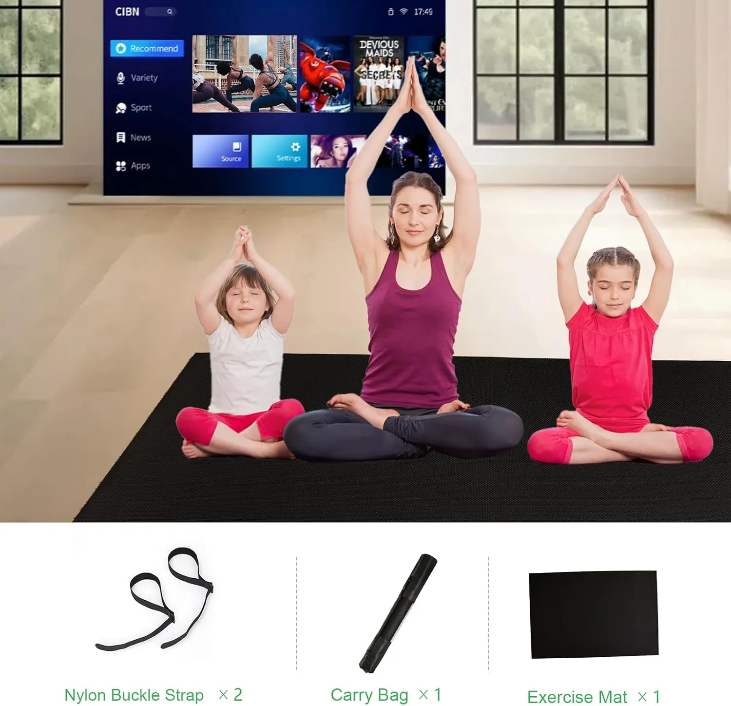 Extra Thick Large Gsmmatwin Exercise Mat 9'x6'/7'x5'/6'x4' (8mm) For Home Gym, Non-Slip Pro Workout Mat, Ideal for Yoga, Plyo, Weights, MMA, Jump Rope, Cardio, Fitness, Shoe Friendly