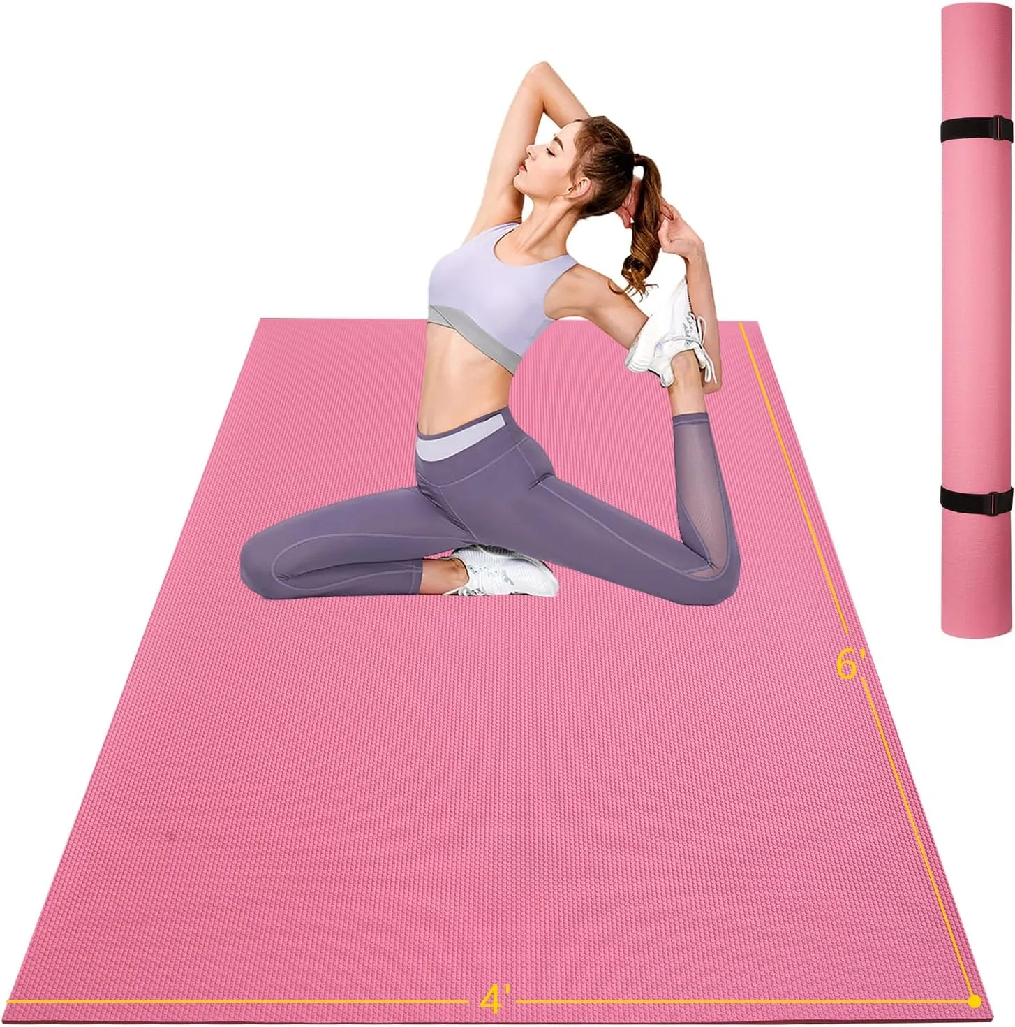 Extra Thick Large Gsmmatwin Exercise Mat 9'x6'/7'x5'/6'x4' (8mm) For Home Gym, Non-Slip Pro Workout Mat, Ideal for Yoga, Plyo, Weights, MMA, Jump Rope, Cardio, Fitness, Shoe Friendly