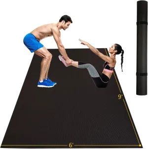 Extra Thick Large Gsmmatwin Exercise Mat 9'x6'/8'x6'/7'x5'/6'x4'(7mm) for Home Gym, Non-Slip Pro Workout Mat, Ideal for Plyo, Weights, MMA, Jump Rope, Cardio, Fitness, Shoe Friendly
