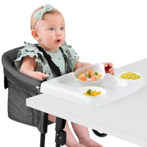Ezebaby Hook on High Chairs, Secure Clip on High Chair for Baby, Compact Fold-Flat for Easy Storage, Fast Table Chair with Baby Seat, Portable Highchair Attaches to Table for Travel, Black, with Tray