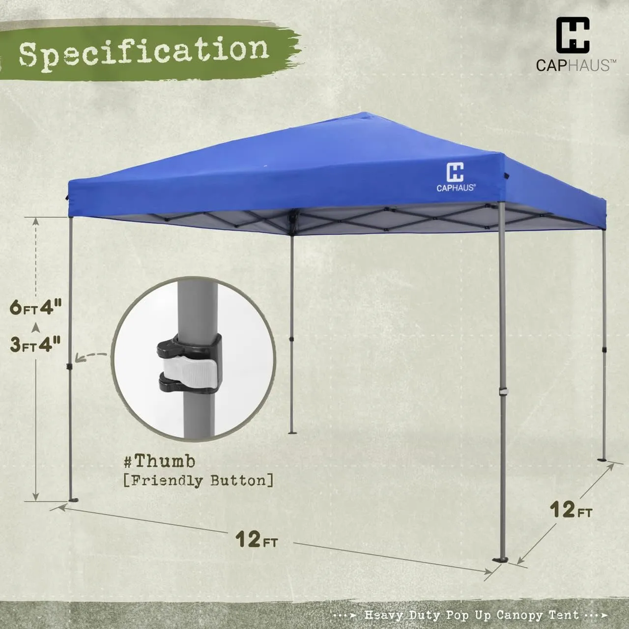 Fencer Wire 12ft x 12ft Pop Up Canopy Tent, Heavy-Duty Commercial Grade with Patented One-Push Central Locking, Portable and Instant Folding Shelter with Wheeled Carry Bag and Weight Bags, Blue