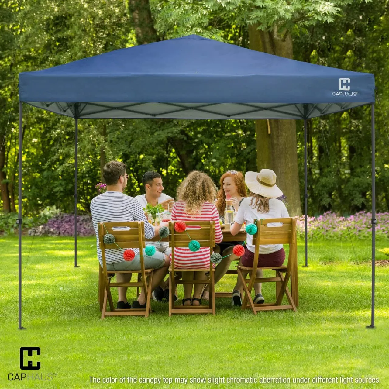 Fencer Wire 12ft x 12ft Pop Up Canopy Tent, Heavy-Duty Commercial Grade with Patented One-Push Central Locking, Portable and Instant Folding Shelter with Wheeled Carry Bag and Weight Bags, Blue