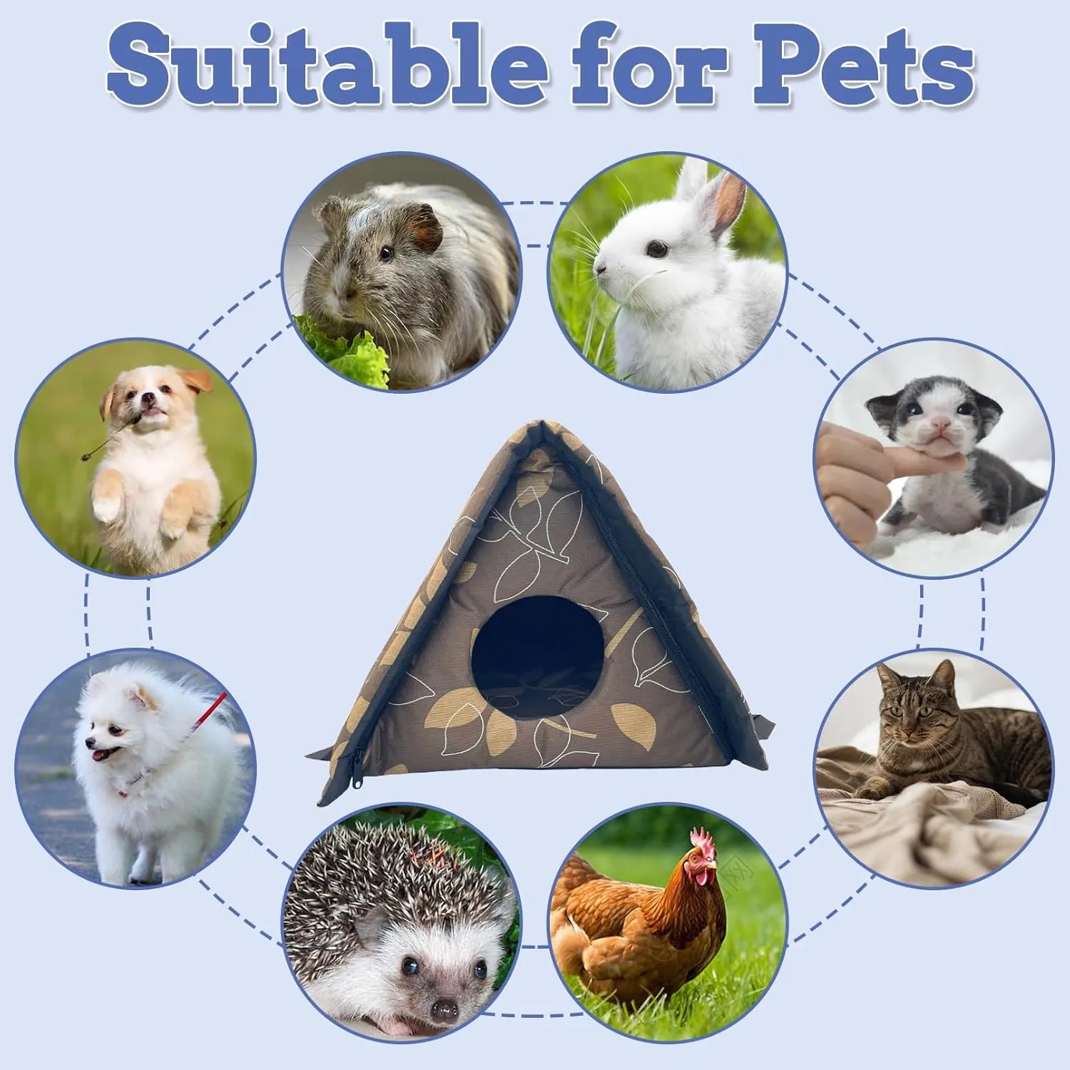 Fhiny Stray Cats Shelter, Waterproof Outdoor Cat House Foldable Warm Pet Cave for Winter Wild Animal Tent Bed Anti-Slip Kitten Cave for Feral Cat Dog Puppy Weatherproof (M, Blue)