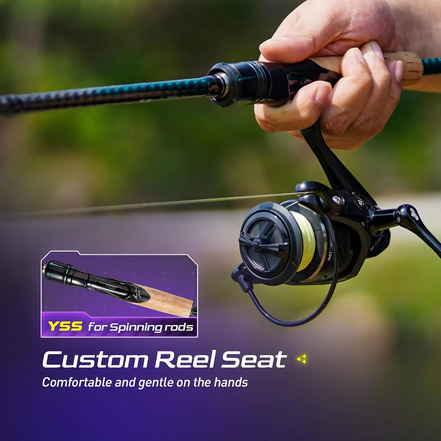 Fishing Rod, Magic L Spinning & Casting Rod 30T 24T Carbon Fiber 2 Pieces Rod Moderate Fast or Fast Action, Fuji O A Guides EVA Cork Handle