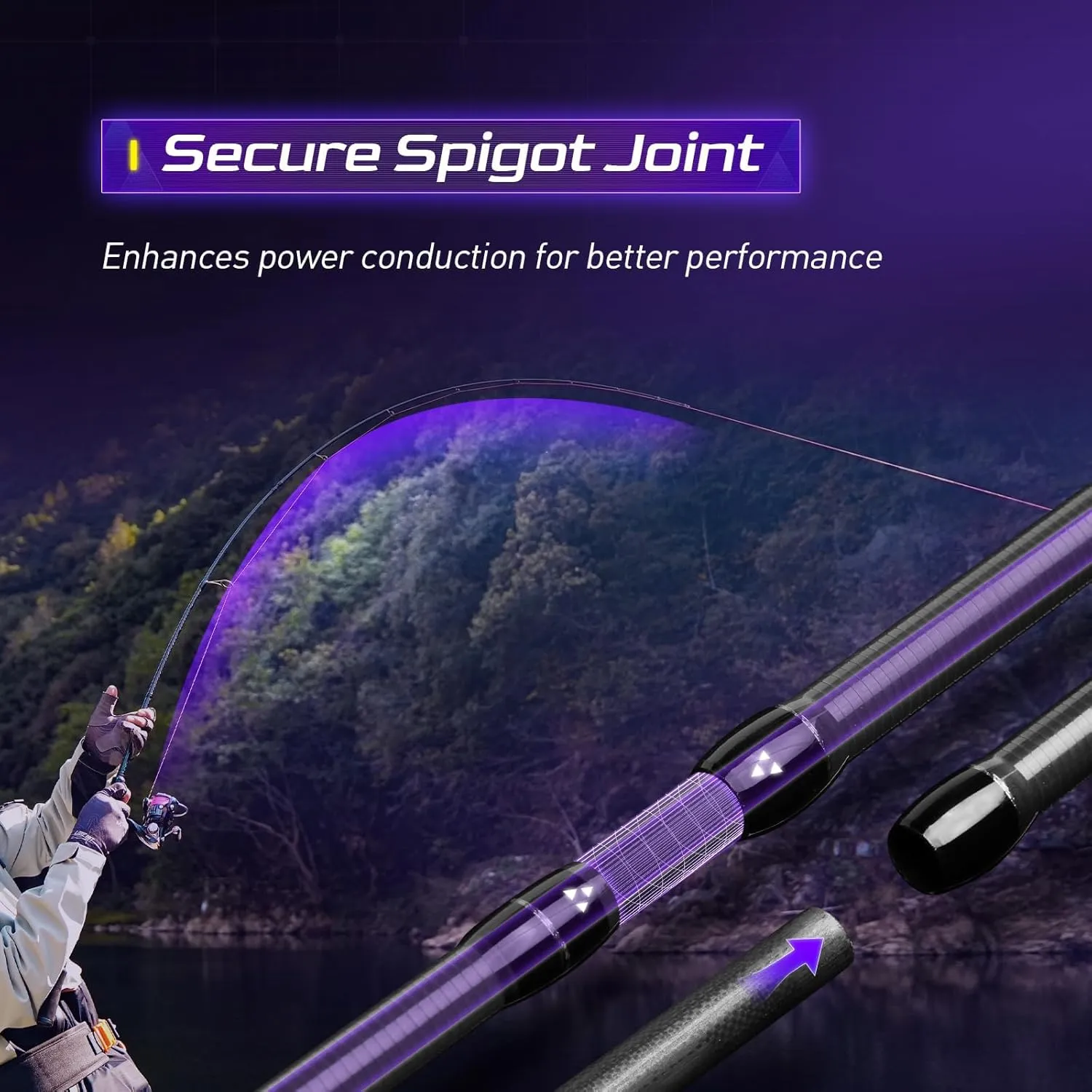 Fishing Rod, Magic L Spinning & Casting Rod 30T 24T Carbon Fiber 2 Pieces Rod Moderate Fast or Fast Action, Fuji O A Guides EVA Cork Handle