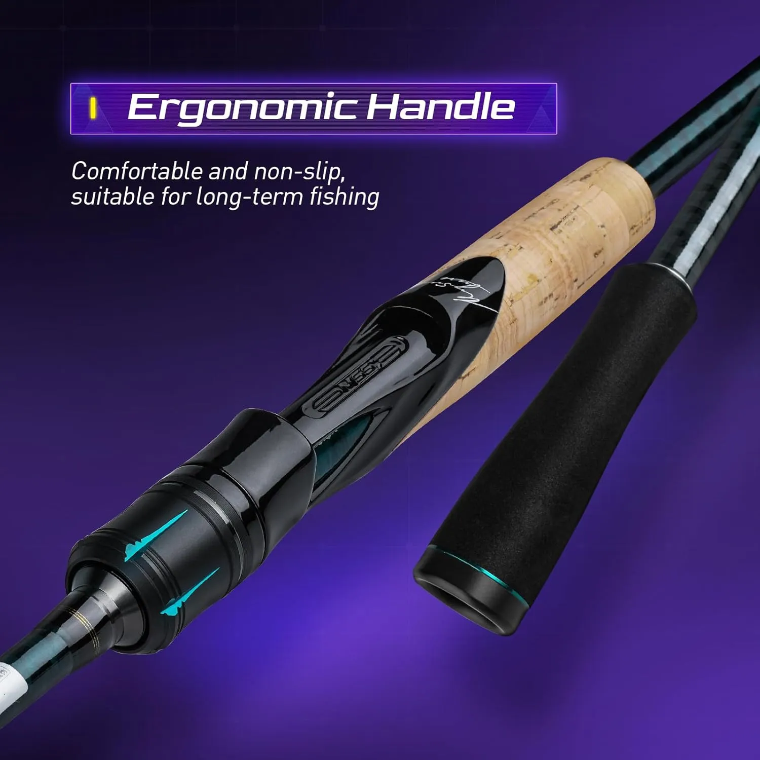 Fishing Rod, Magic L Spinning & Casting Rod 30T 24T Carbon Fiber 2 Pieces Rod Moderate Fast or Fast Action, Fuji O A Guides EVA Cork Handle