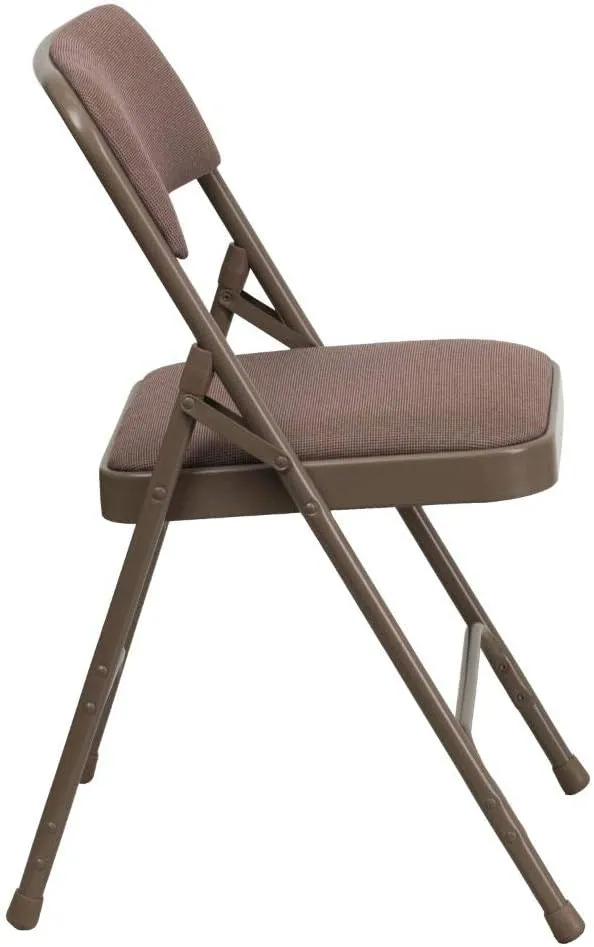 Flash Furniture 4 Pack HERCULES Series Curved Triple Braced & Double Hinged Beige Fabric Metal Folding Chair