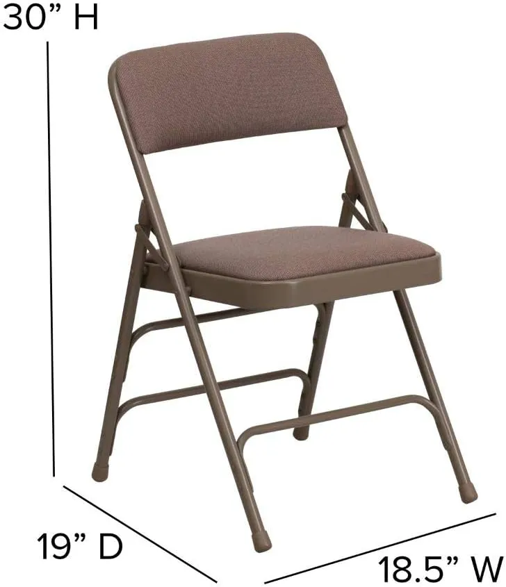 Flash Furniture 4 Pack HERCULES Series Curved Triple Braced & Double Hinged Beige Fabric Metal Folding Chair