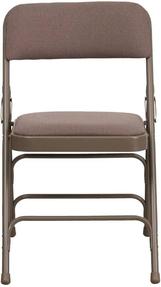 Flash Furniture 4 Pack HERCULES Series Curved Triple Braced & Double Hinged Beige Fabric Metal Folding Chair