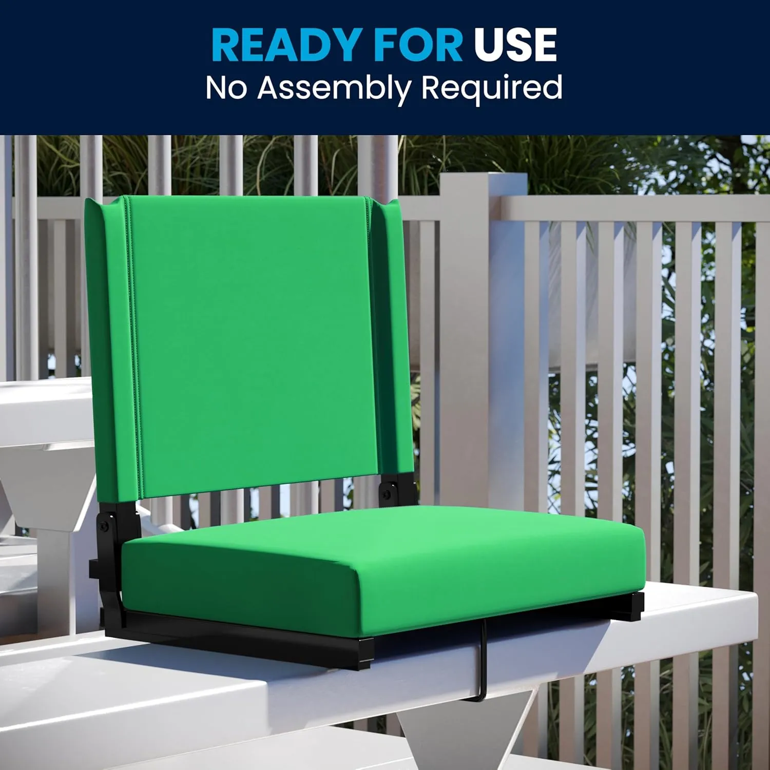 Flash Furniture Grandstand Portable Stadium Seat for Bleachers or Benches, Folding Padded Stadium Chair with Carrying Handle, 500 lb. Weight Capacity, Bright Green