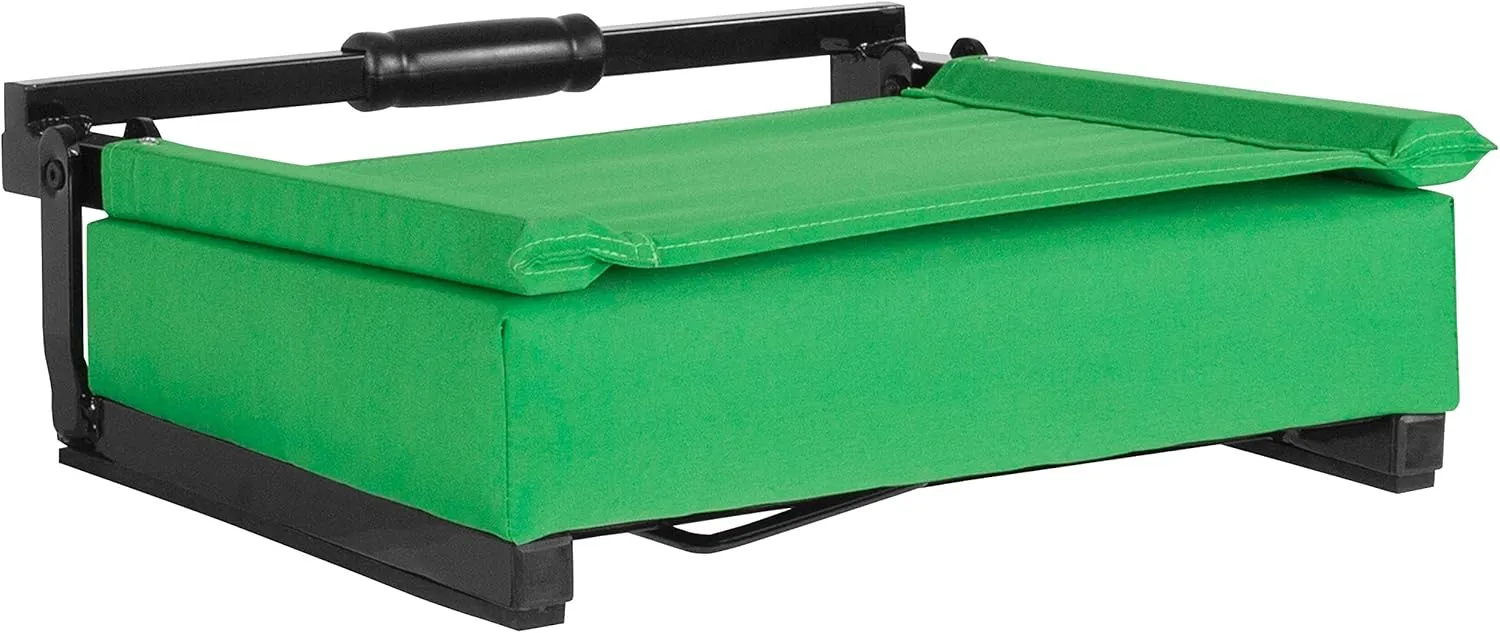 Flash Furniture Grandstand Portable Stadium Seat for Bleachers or Benches, Folding Padded Stadium Chair with Carrying Handle, 500 lb. Weight Capacity, Bright Green