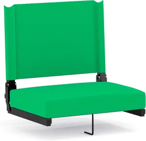 Flash Furniture Grandstand Portable Stadium Seat for Bleachers or Benches, Folding Padded Stadium Chair with Carrying Handle, 500 lb. Weight Capacity, Bright Green