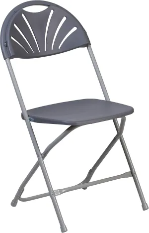 Flash Furniture HERCULES Series 650 lb. Capacity Charcoal Plastic Fan Back Folding Chair