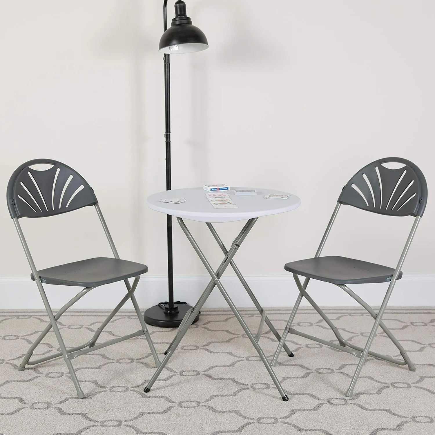 Flash Furniture HERCULES Series 650 lb. Capacity Charcoal Plastic Fan Back Folding Chair