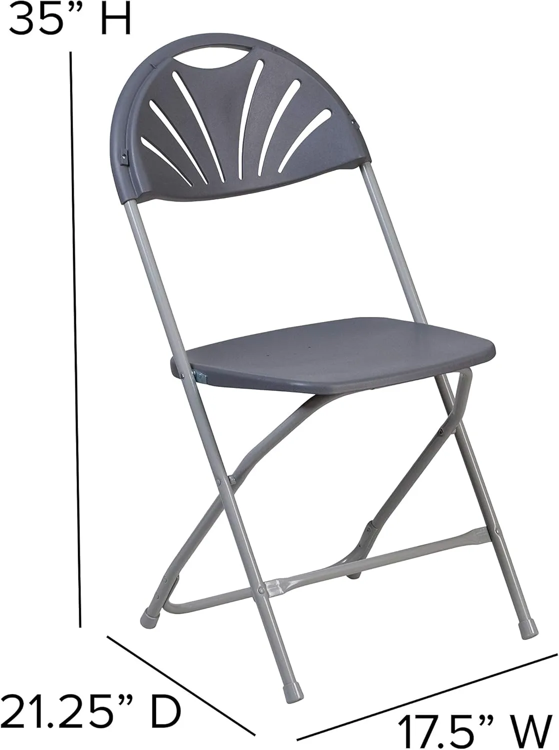Flash Furniture HERCULES Series 650 lb. Capacity Charcoal Plastic Fan Back Folding Chair