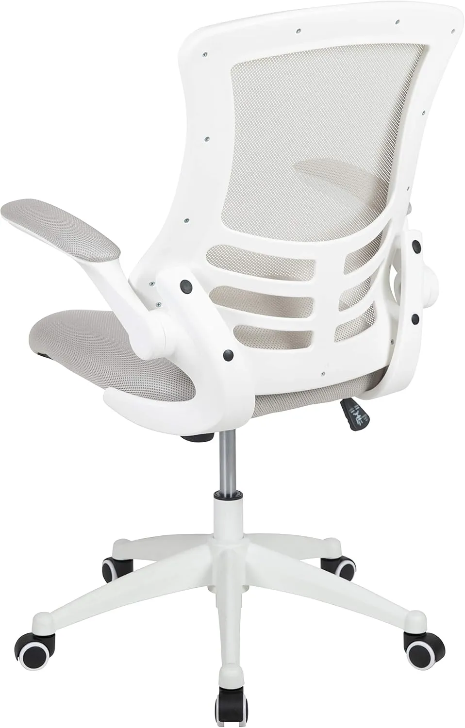 Flash Furniture Kelista Mid-Back Swivel Office Chair with Adjustable Lumbar Support and Seat Height, Ergonomic Mesh Desk Chair with Flip-Up Armrests, Gray/White