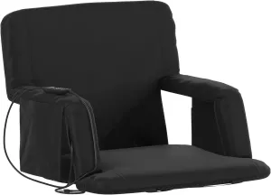 Flash Furniture Malta Stadium Seat with Heated Back and Seat, 6 Recline Positions, Portable Chair with Backpack Straps, USB Battery Pack Not Included, Black