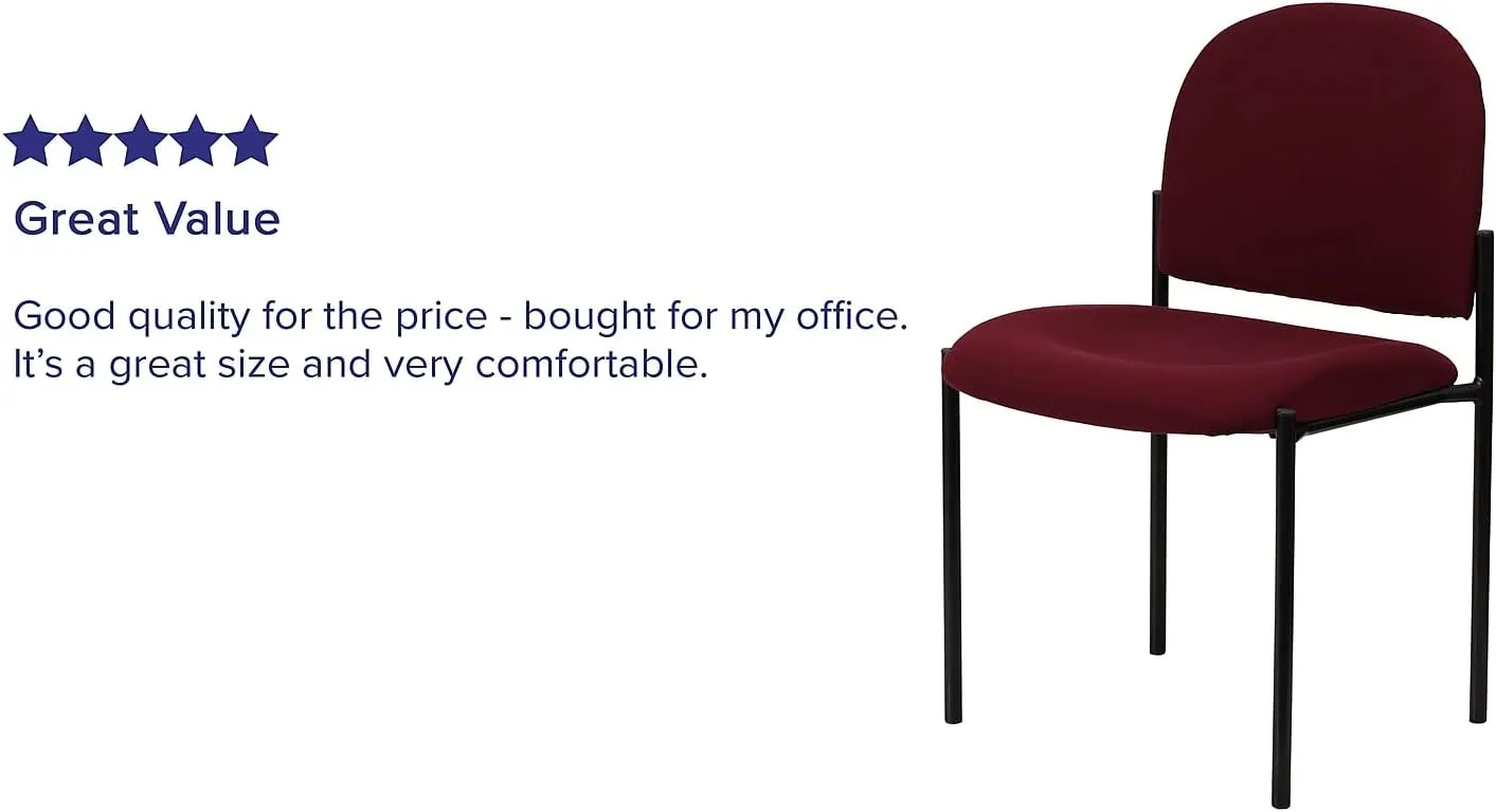 Flash Furniture Tania Comfort Burgundy Fabric Stackable Steel Side Reception Chair