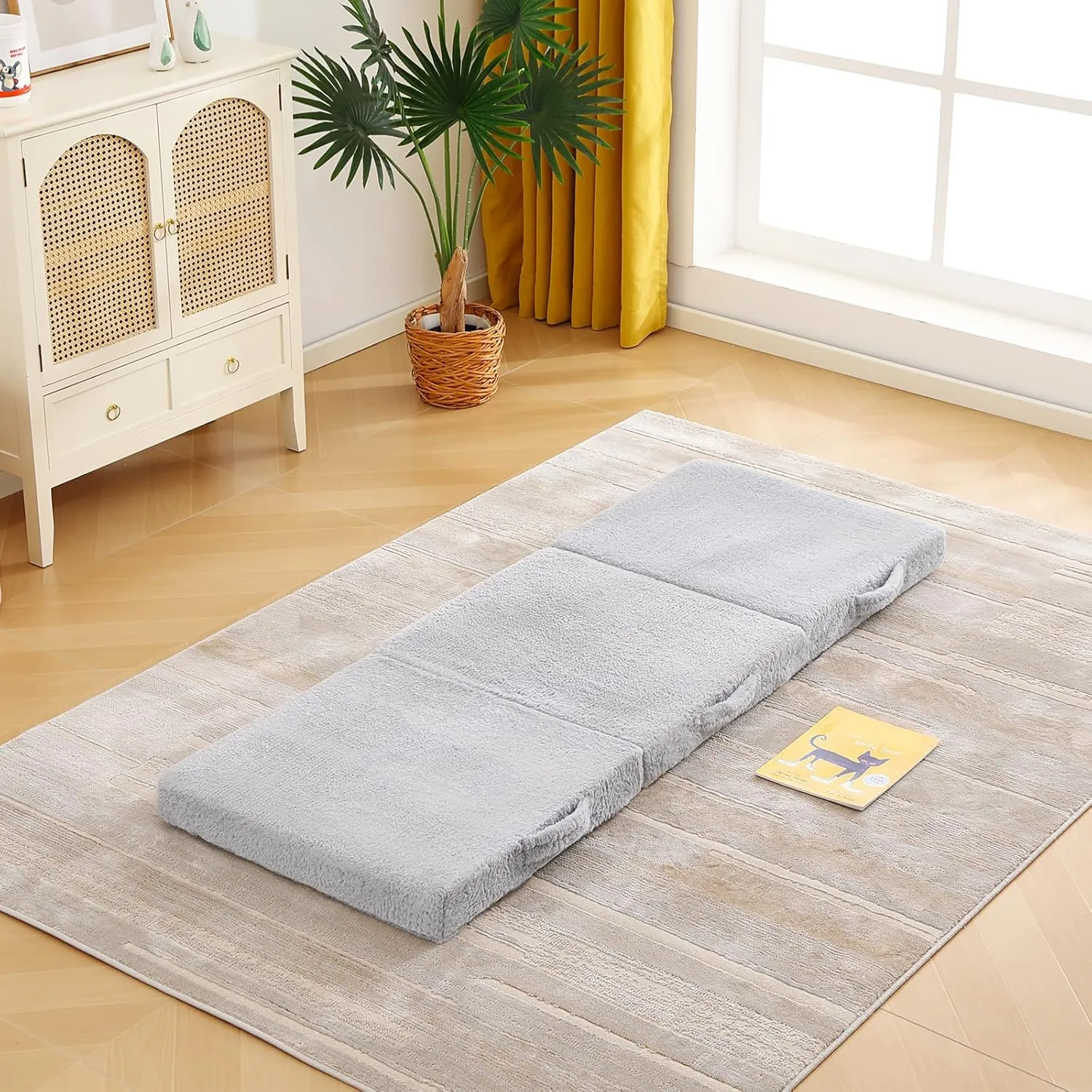 Foldable Floor Mattress for Kids, Toddler Washable Tri Folding Floor Nap Mat for Sleeping Daycare, Child Trifold Futon Sofa Bed with Storage Bag for Girls and Boys