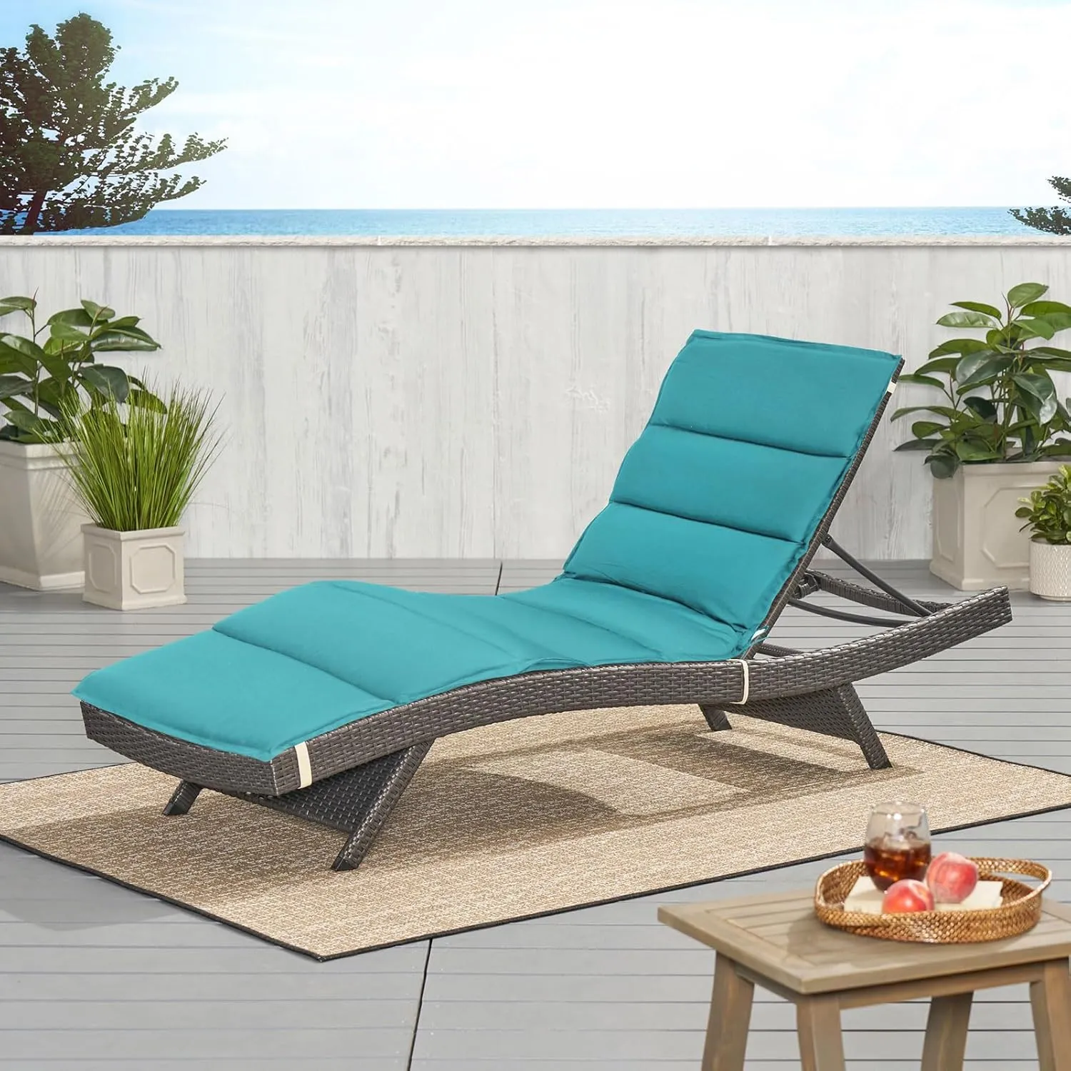 Foldable Outdoor Chaise Lounge Cushion,Water-Resistant Pool Lounge Chair Cushion,72 Inch Patio Reclining Sun Lounger Cushions