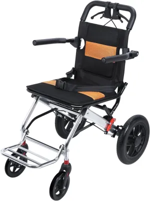 Foldable Transport Wheelchair for Seniors, Portable Travel Wheelchair, Ultra Lightweight Transport Chair for Adults,Wide Seat with Shock Absorption Pump,Solid Tires A