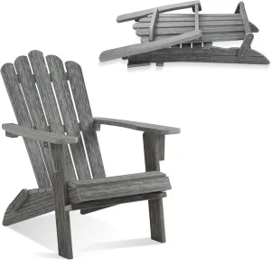 Folding Adirondack Chair, HDPE Adirondack Chairs, All-Weather Resistant Lawn Chairs,Patio Firepit Chairs for Garden- 15min Assembly 350 Lbs