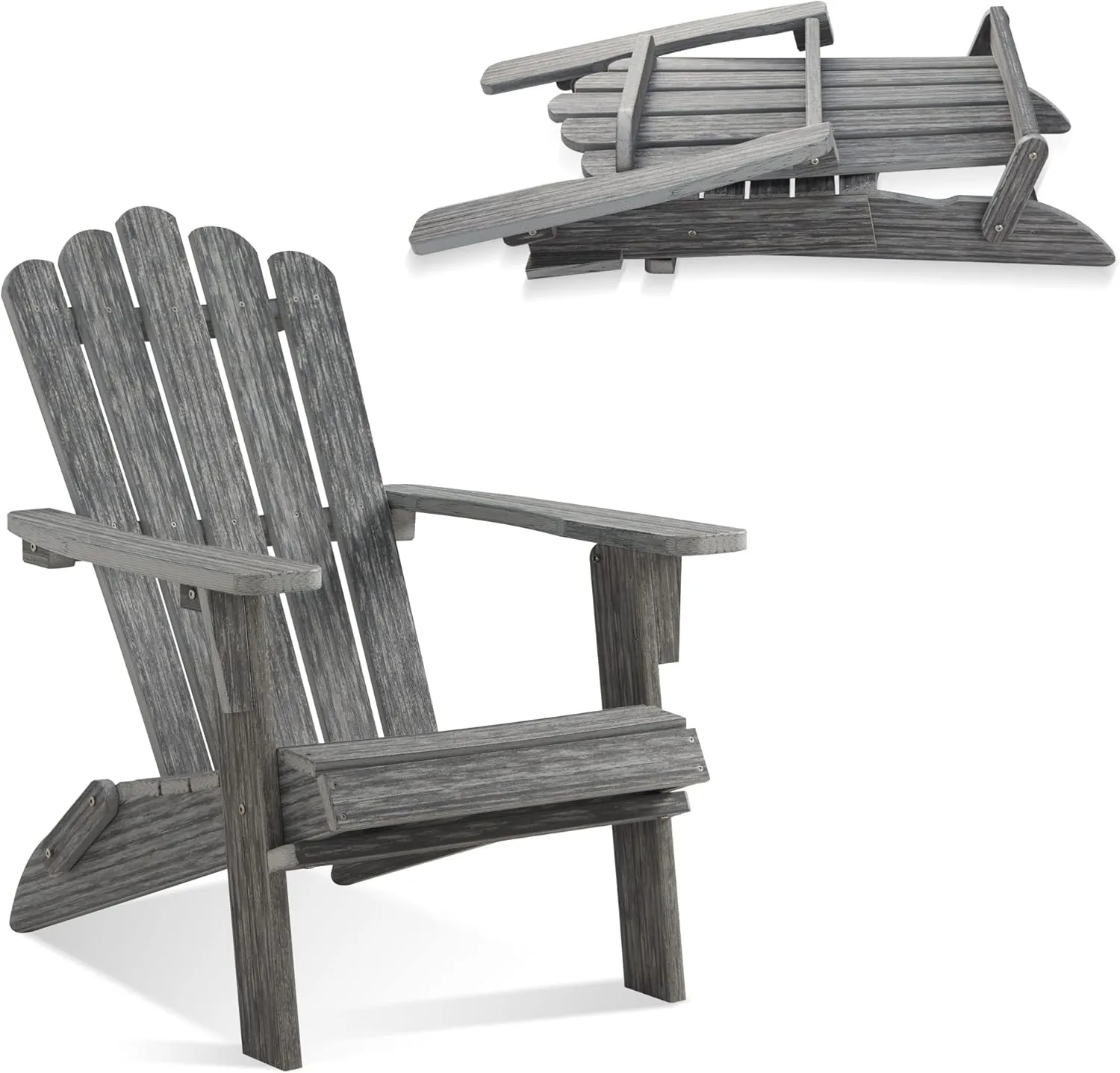 Folding Adirondack Chair, HDPE Adirondack Chairs, All-Weather Resistant Lawn Chairs,Patio Firepit Chairs for Garden- 15min Assembly 350 Lbs