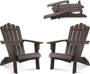 Folding Adirondack Chair, HDPE Adirondack Chairs Set of 2, All-Weather Resistant Lawn Chairs,Patio Firepit Chairs for Garden- 15min Assembly 350 Lbs