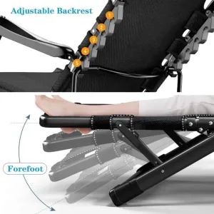 Folding Beach Chair, Black Zero Garden Recliner, Waterproof Lightweight Folding Chair, Suitable for Outdoor Beach Camping
