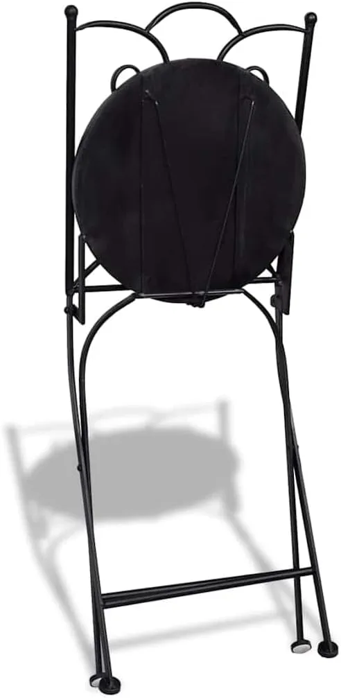 Folding Bistro Chairs 2-Pack Ceramic Seats with Iron Frame Terracotta and White for Patio Balcony Outdoor Furniture Compact Foldable Design