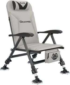 Folding Camping Chair, Outdoor Fishing Chair for Adults Breathable Mesh with Adjustable High Back Support and Leg, Aluminum Carbon Steel for Fishing, Camp, Lawn, Patio. Khaki