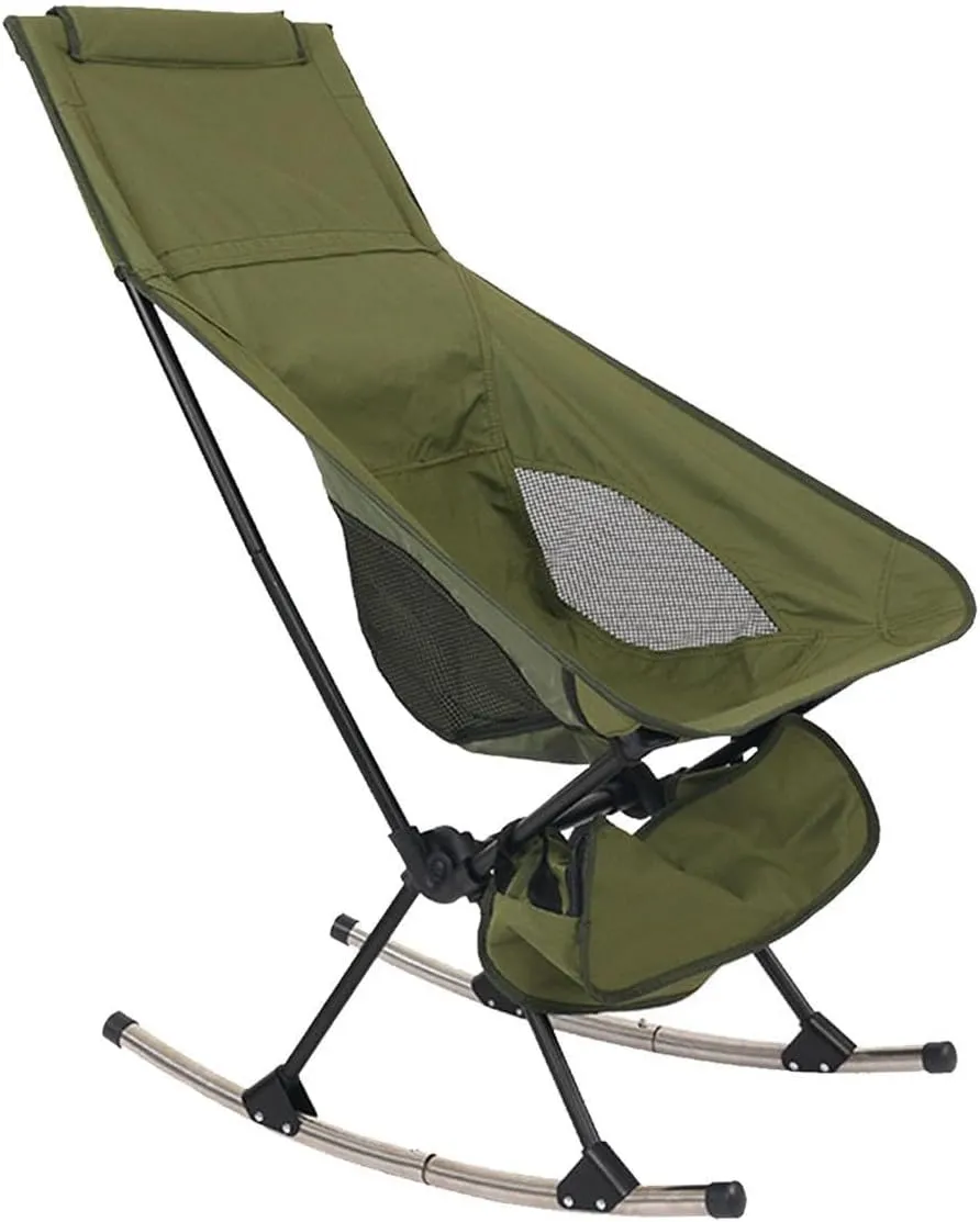 Folding Camping Chair Rocking Chair Outdoor Rocker Beach Chair for Porch Garden