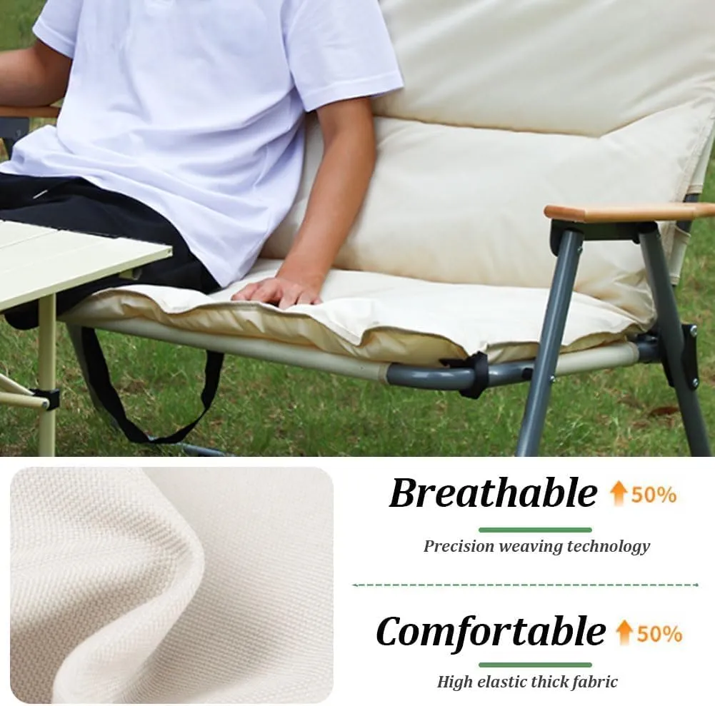 Folding Camping Chairs for 2 Person Adults with Seat Cushion for Outdoor Camp with Portable Carrying Handle Support 300lbs for Beach, Travel, Outside Camping, Hiking Black