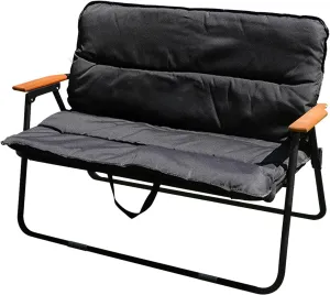 Folding Camping Chairs for 2 Person Adults with Seat Cushion for Outdoor Camp with Portable Carrying Handle Support 300lbs for Beach, Travel, Outside Camping, Hiking Black