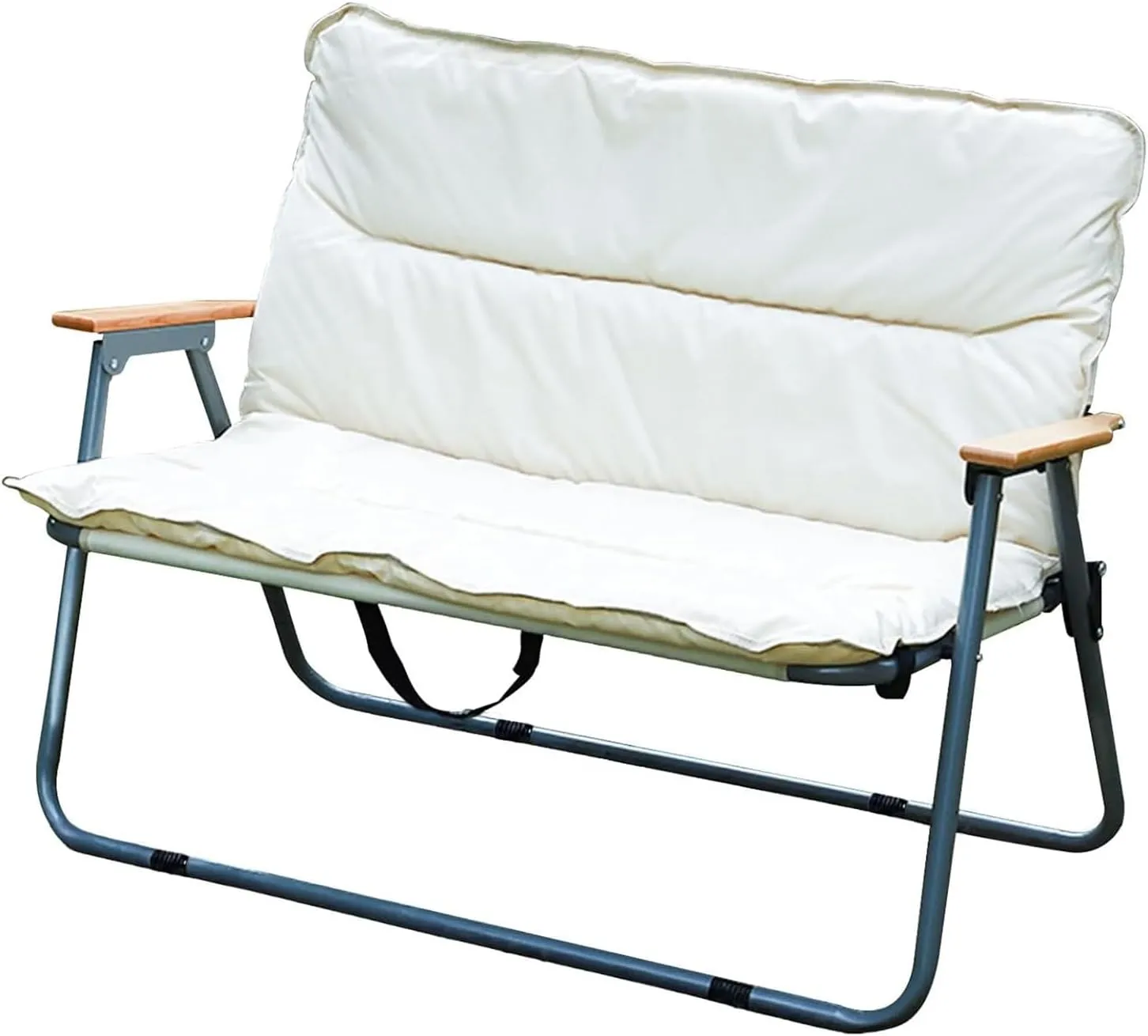 Folding Camping Chairs for 2 Person Adults with Seat Cushion for Outdoor Camp with Portable Carrying Handle Support 300lbs for Beach, Travel, Outside Camping, Hiking White