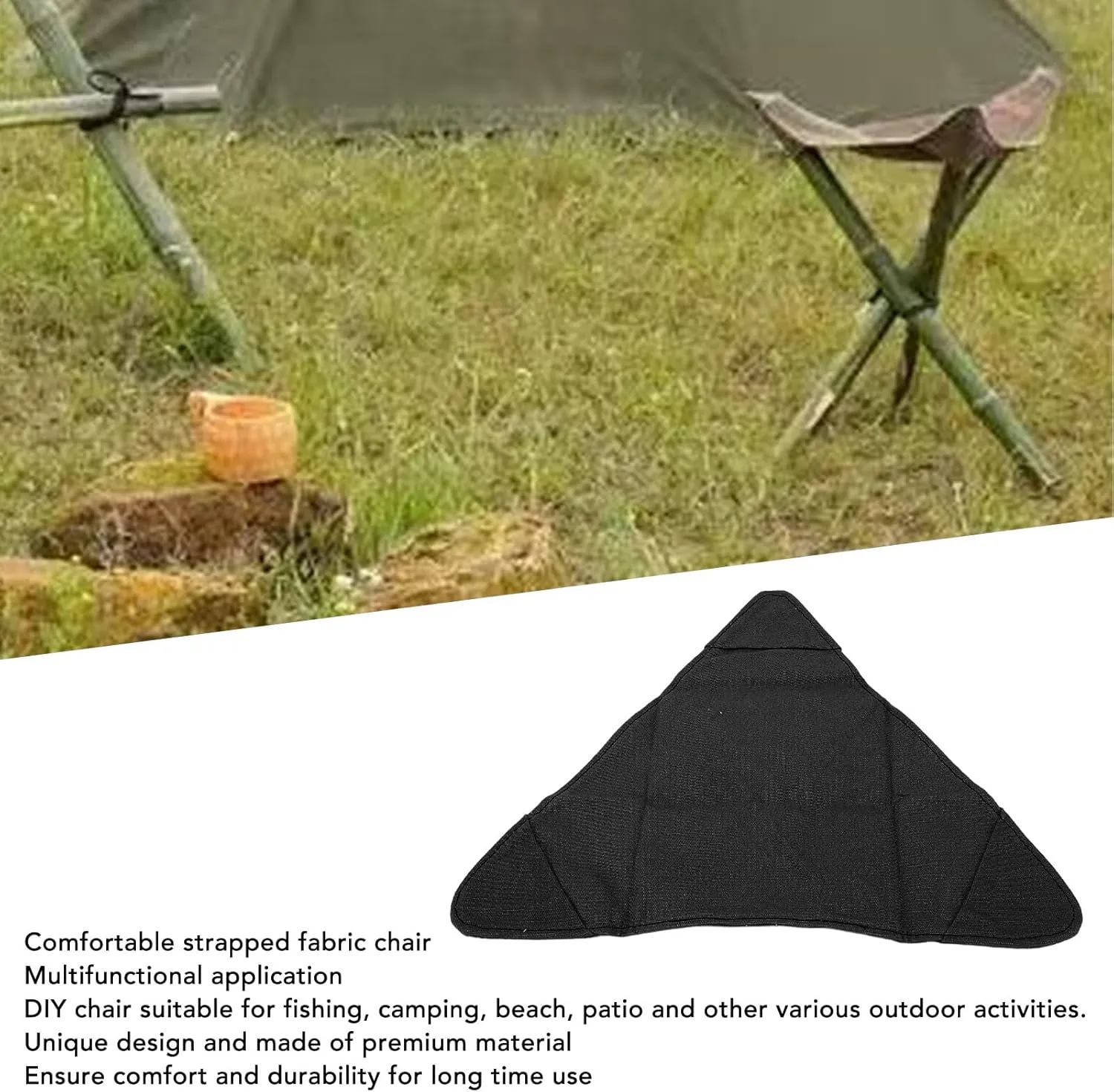 Folding Camping Stool Cloth, Portable Lightweight Tripod Chair for Fishing Hiking Outdoor Activities, Camping Tripod Stool Cloth Save Space for Camping Gear (Black)