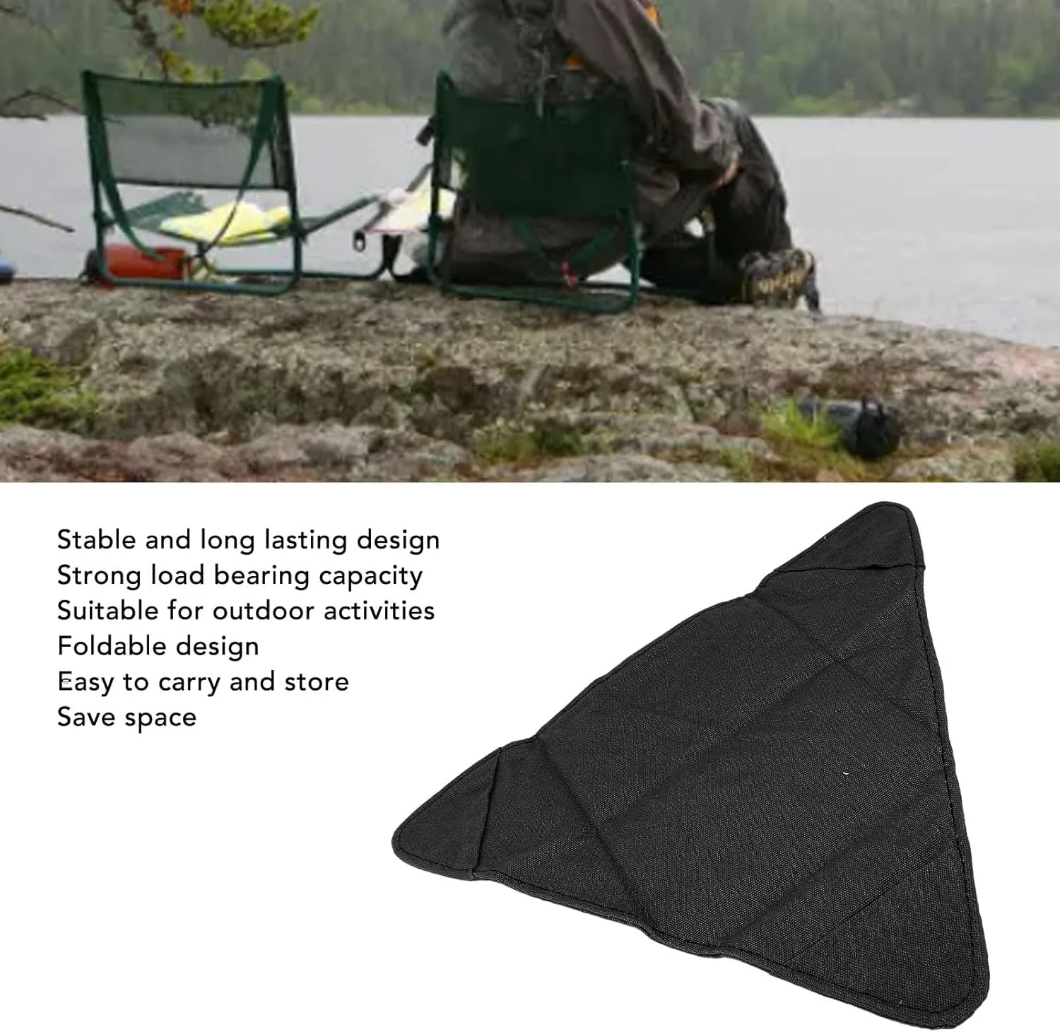 Folding Camping Stool Cloth, Portable Lightweight Tripod Chair for Fishing Hiking Outdoor Activities, Camping Tripod Stool Cloth Save Space for Camping Gear (Black)