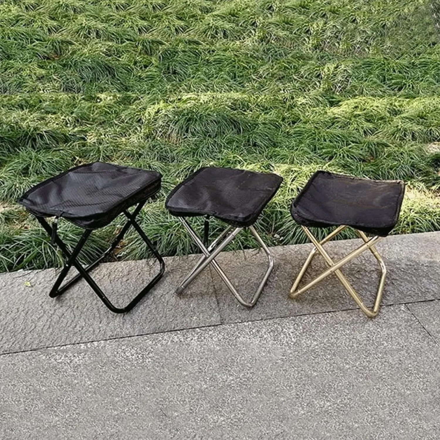 Folding Chairs Portable Folding Camping Chair Foldable Stool Black Small Aluminum Oxford Seat Outdoor for Fishing Hiking Travel Garden BBQ