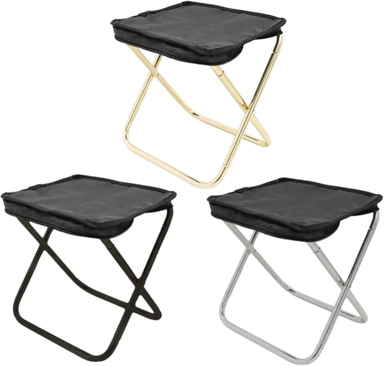 Folding Chairs Portable Folding Camping Chair Foldable Stool Black Small Aluminum Oxford Seat Outdoor for Fishing Hiking Travel Garden BBQ