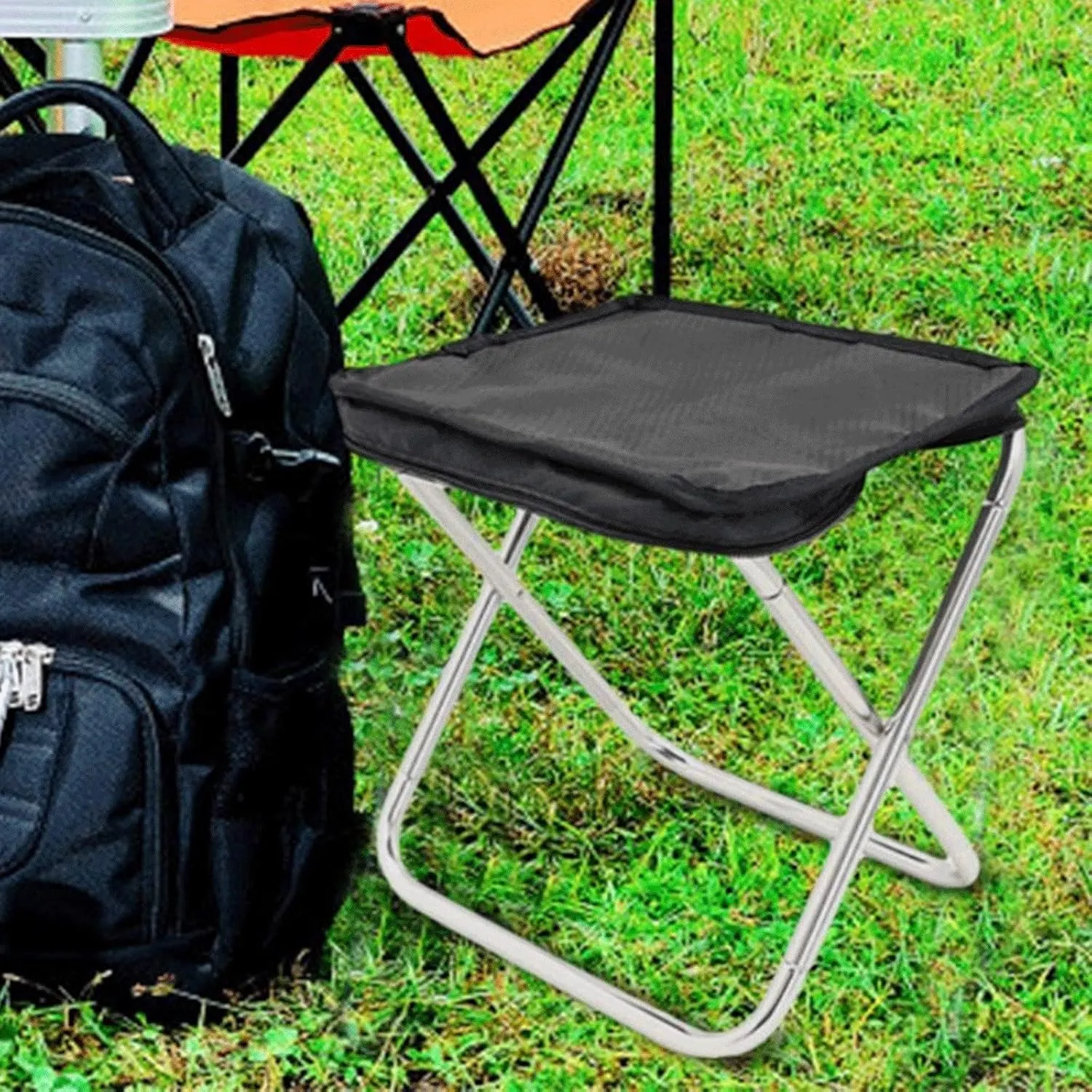Folding Chairs Portable Folding Camping Chair Foldable Stool Black Small Aluminum Oxford Seat Outdoor for Fishing Hiking Travel Garden BBQ