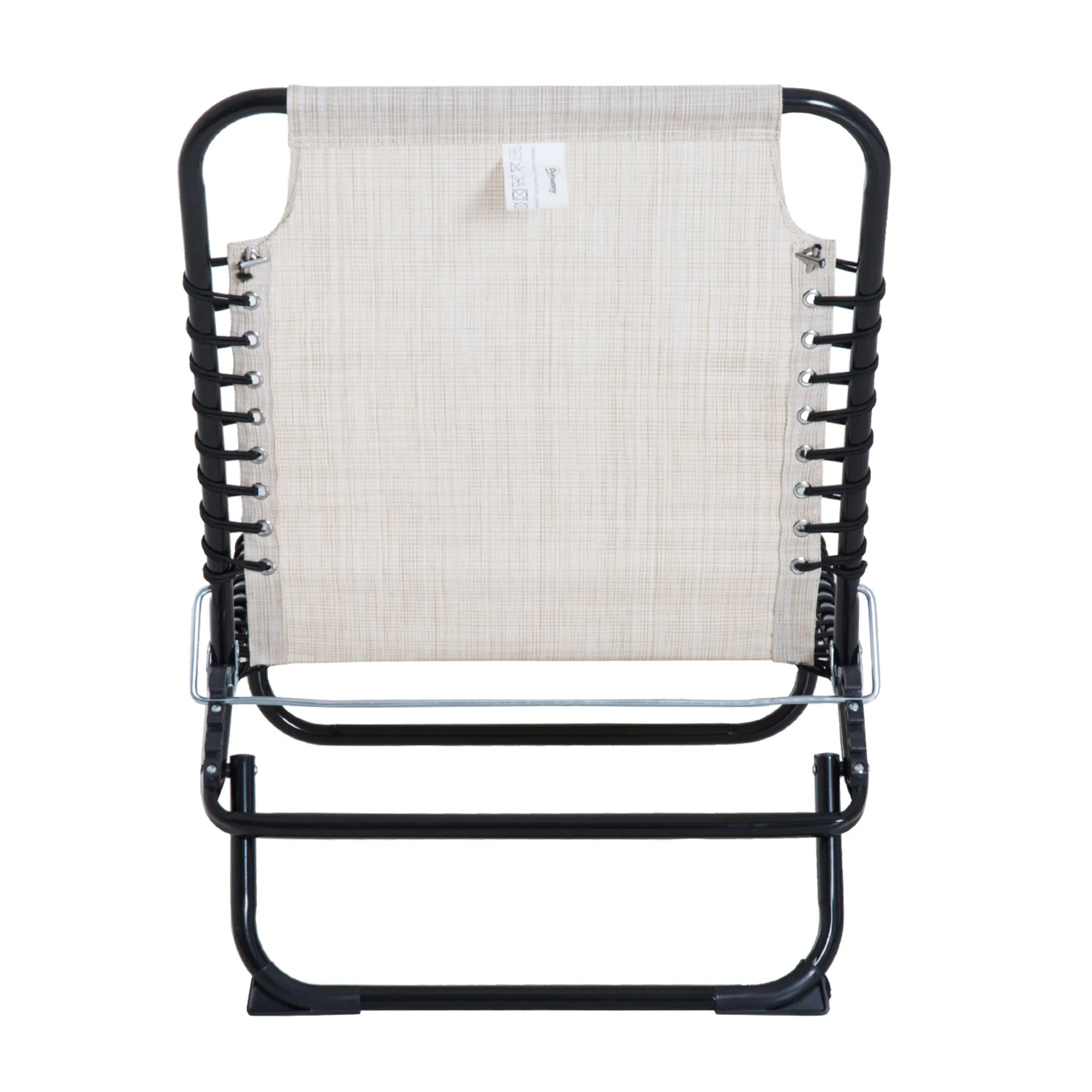 Folding Chaise Lounge Chair with 4-Position Recline, Breathable Mesh & Bungee Seat, Cream White