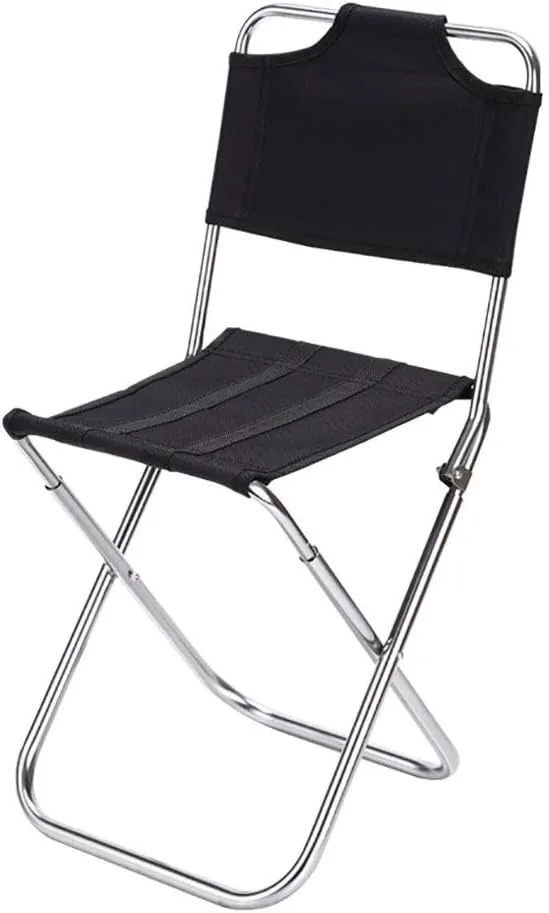 Folding Fishing Chair Outdoor Aluminum Alloy Multifunctional Folding Stool Backrest Fishing Chair Maza Super Comfort，Firm and Durable/Black/20 * 22 * 48Cm