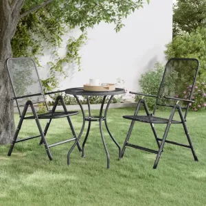 Folding Garden Chair Set of 2 Anthracite, Outdoor Patio Dining Room Chairs, Stacking Garden Chairs, Foldable Chair for Balcony, Deck or Porch Furniture