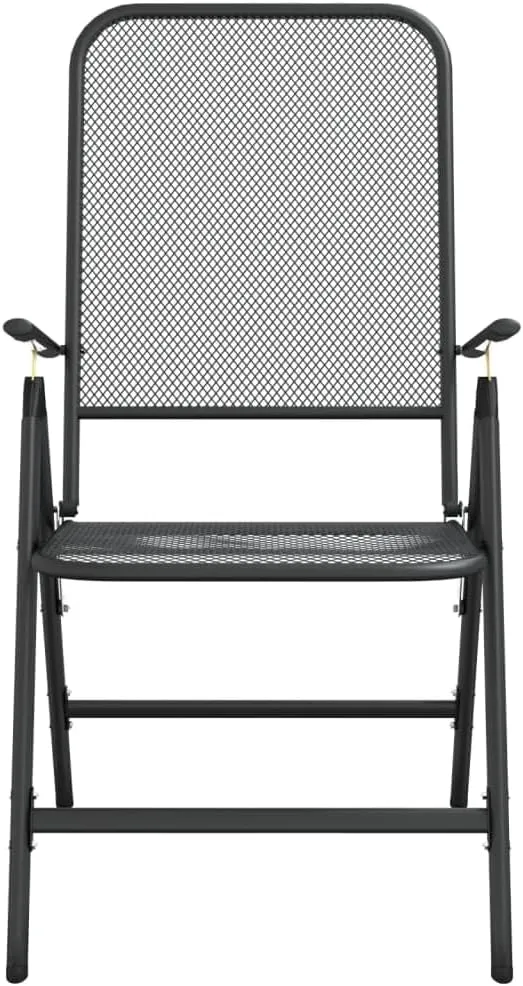 Folding Garden Chair Set of 2 Anthracite, Outdoor Patio Dining Room Chairs, Stacking Garden Chairs, Foldable Chair for Balcony, Deck or Porch Furniture