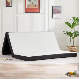 Folding Mattress, 3-inch 4-inch Trifold Memory Foam Mattress Topper with Washable Cover, Foldable Floor Mattress Guest Bed Camping, Road Trip, Full or Queen