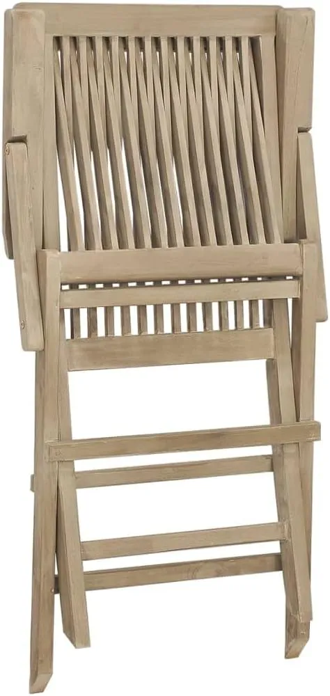 Folding Patio Chairs 2-Pack Solid Teak Wood Outdoor Furniture Gray 22x24x35 Inch Foldable Garden Seating with Slatted Design for Poolside Backyard Beach