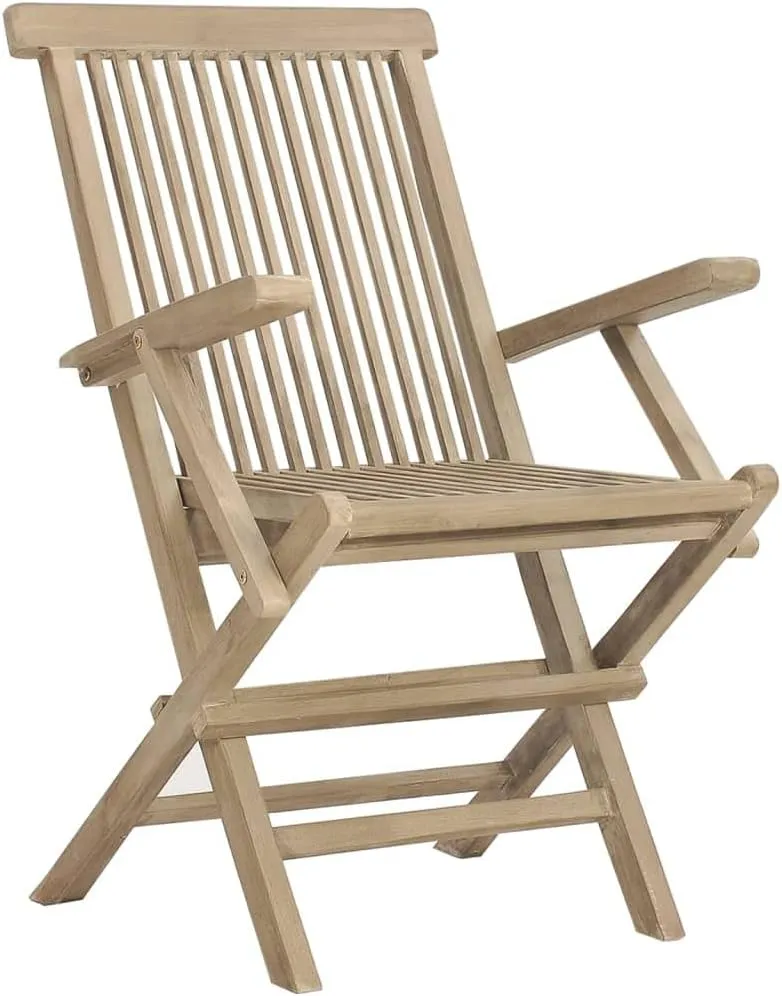 Folding Patio Chairs 2-Pack Solid Teak Wood Outdoor Furniture Gray 22x24x35 Inch Foldable Garden Seating with Slatted Design for Poolside Backyard Beach